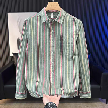 Verdant Prism Stripe Casual Shirt