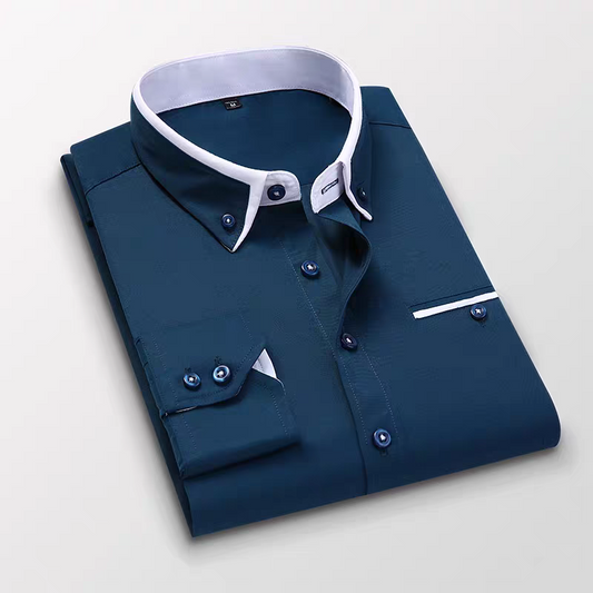 RegalEdge Contrast Collar Formal Shirt