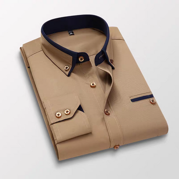RegalEdge Contrast Collar Formal Shirt