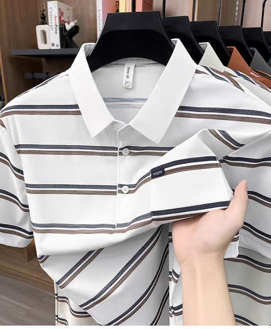 Ivory Linecrest Striped Polo T-Shirt